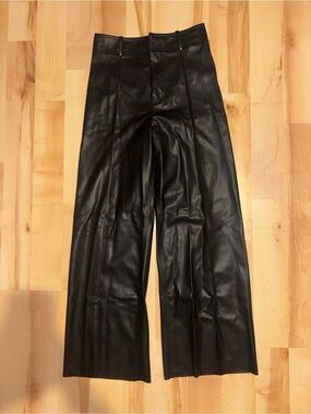 Zara Black Faux Leather Straight Leg Pants